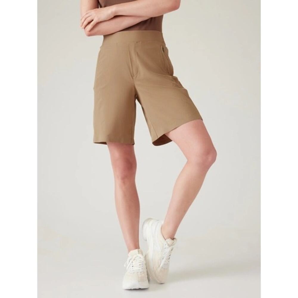 Athleta Brooklyn Bermuda Khaki 9 inch Shorts Modest Athleisure Outdoors
